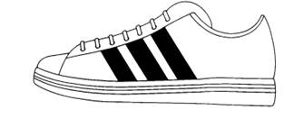 A black and white drawing of a shoe

Description automatically generated