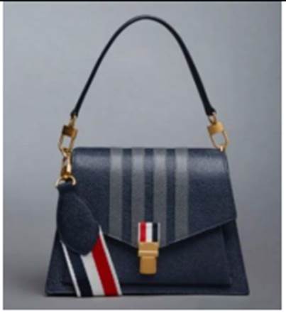 A blue bag with stripes

Description automatically generated